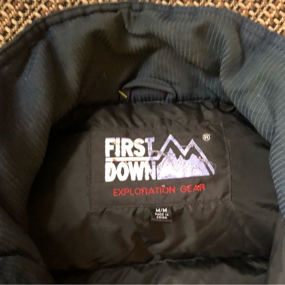 Vintage 90s FIRST DOWN Exploration Gear Puffer Coat Jacket Reversible Duck Down - Picture 5 of 15